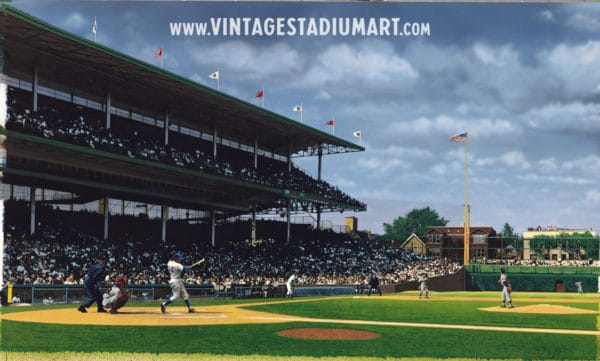 lets play two Vintage Baseball Stadium Art