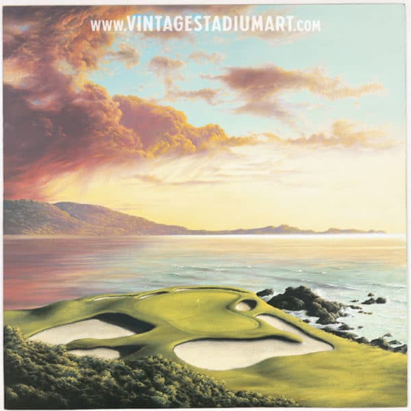 Seventh hold at pebble beach Vintage Baseball Stadium Art