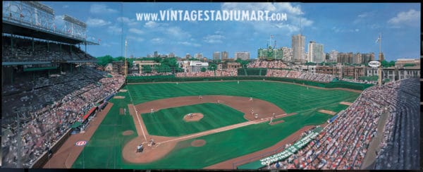 wrigley field triptych Vintage Baseball Stadium Art