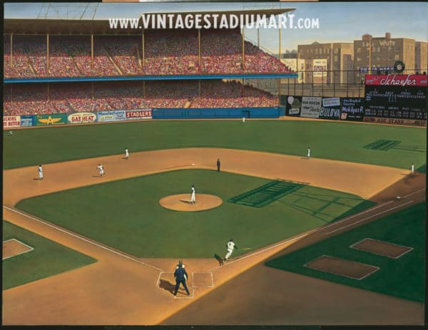 subway series longing Vintage Baseball Stadium Art