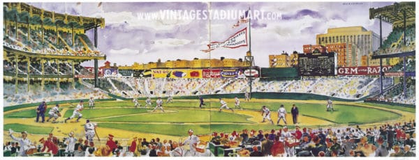 yankee stadium diptych Vintage Baseball Stadium Art
