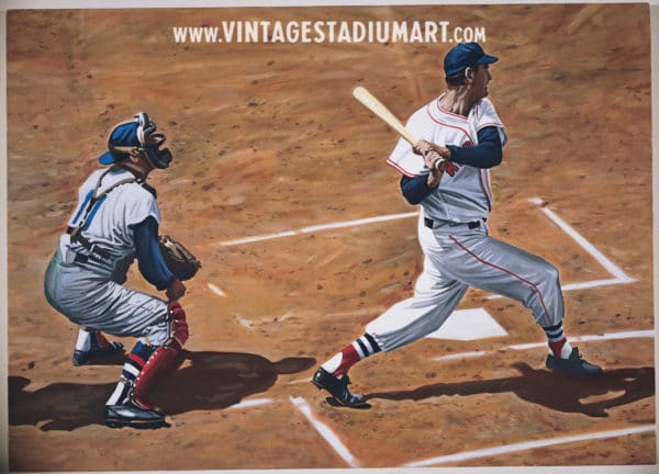 ted williams red sox Vintage Baseball Stadium Art