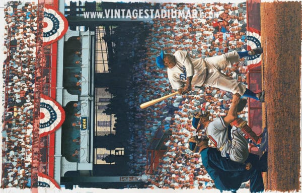 jackie robinson debut Vintage Baseball Stadium Art