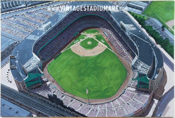 Yankee stadium aerial view Vintage Baseball Stadium Art