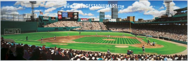 fenway park panorama Vintage Baseball Stadium Art