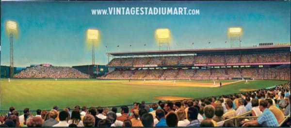 crosley field twilight Vintage Baseball Stadium Art