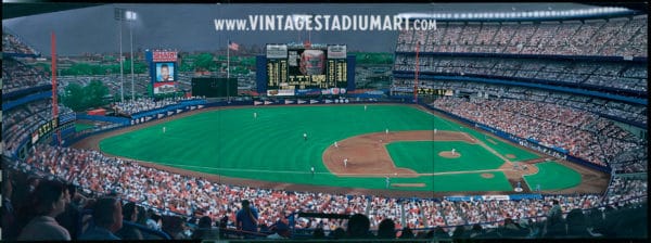 twilight at shea stadium Vintage Baseball Stadium Art
