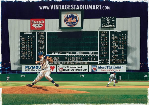 Seavers One Hitter Vintage Baseball Stadium Art