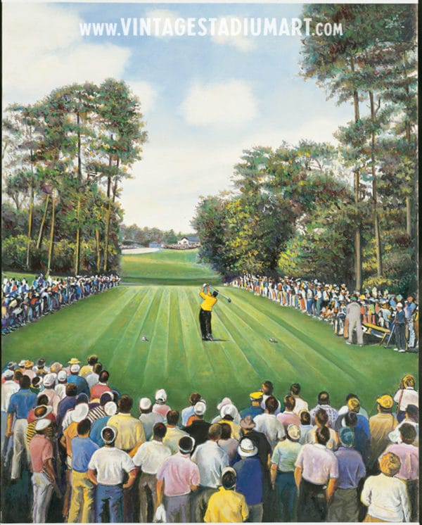 Augusta 18th hole Vintage Baseball Stadium Art