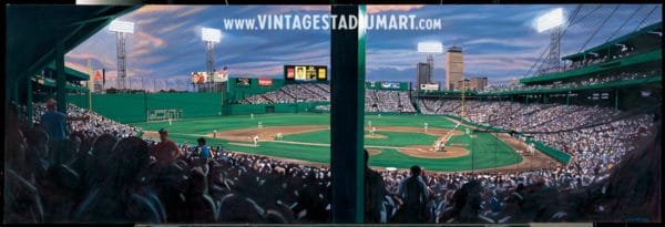 Fenway Diptych Vintage Baseball Stadium Art