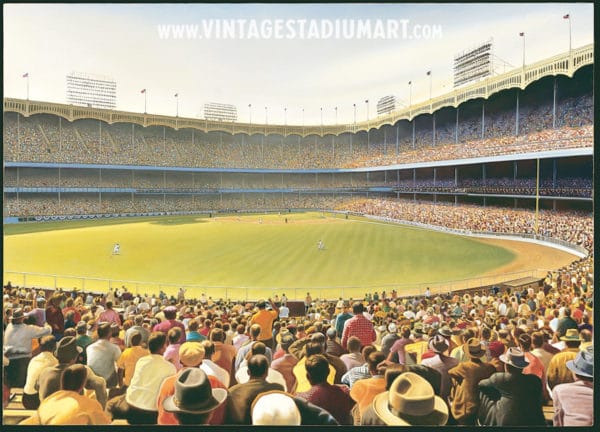 Yankee Stadium Revisited Vintage Baseball Stadium Art