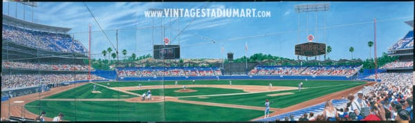 Chavez Ravine Triptych Vintage Baseball Stadium Art