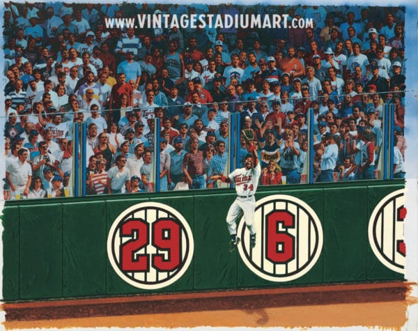 Amazing Metrodome Catch Vintage Baseball Stadium Art