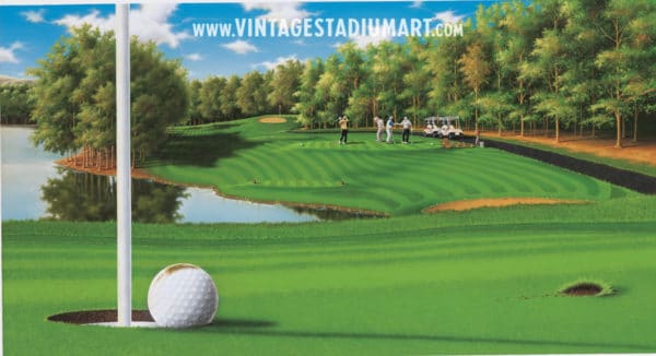 Hole in One Vintage Baseball Stadium Art