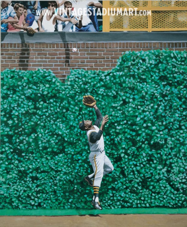 Clementes Wrigley Field Catch Vintage Baseball Stadium Art