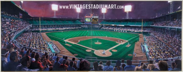 Comiskey Twilight Diptych Vintage Baseball Stadium Art