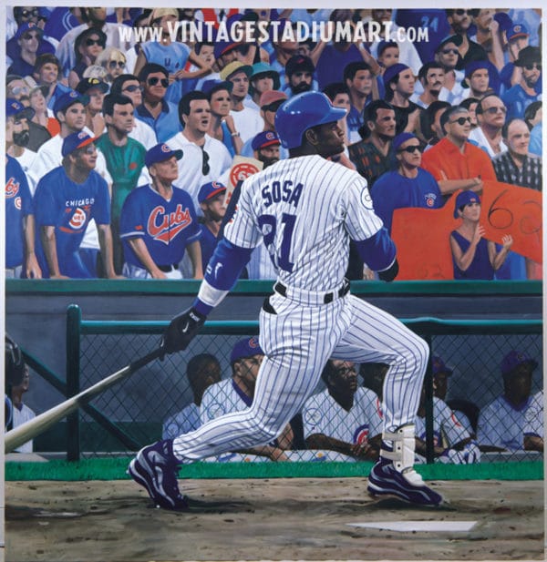 Sammy Sosas 62nd Vintage Baseball Stadium Art