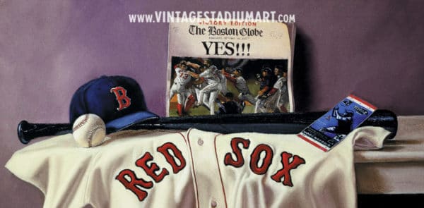 Red Sox Yes Headline Vintage Baseball Stadium Art
